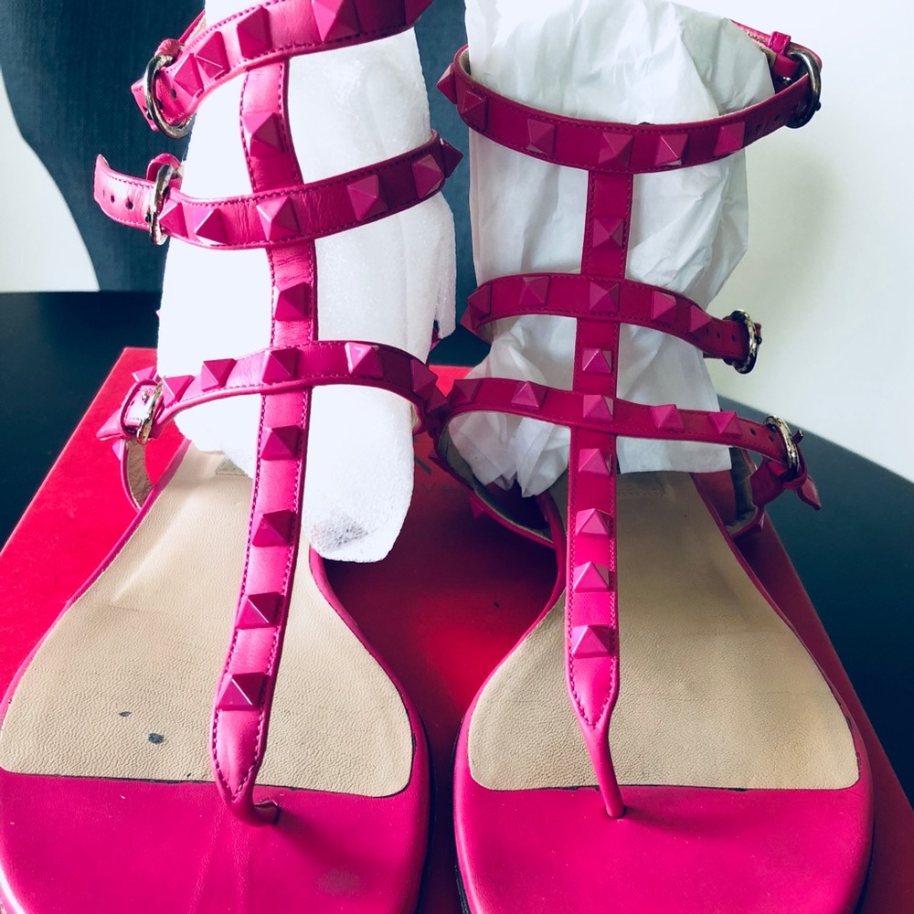 Valentino Pink Rockstud Gladiator Sandal
